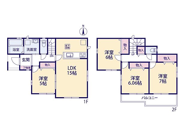 【間取り図】土地面積101.70m2 建物面積94.81m2