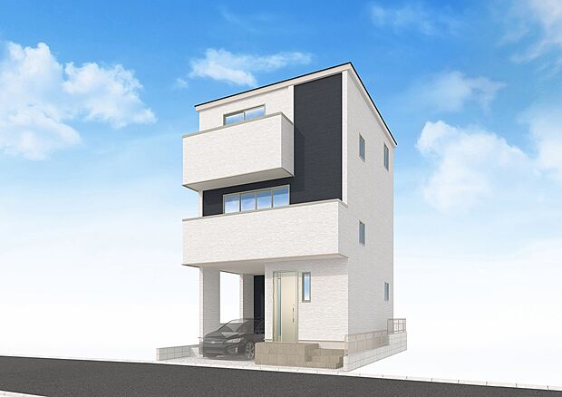 【完成予想図】完成予想図です。建築中は、現地のご見学に加えて近隣の完成物件をご覧いただき、イメージを掴んでいただけるようご案内いたします。