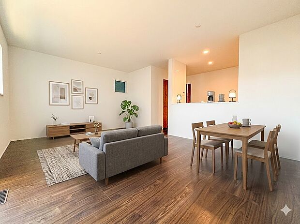 3号棟【LDK16.25帖】爽やかな日差しが差し込む明るいリビングです。