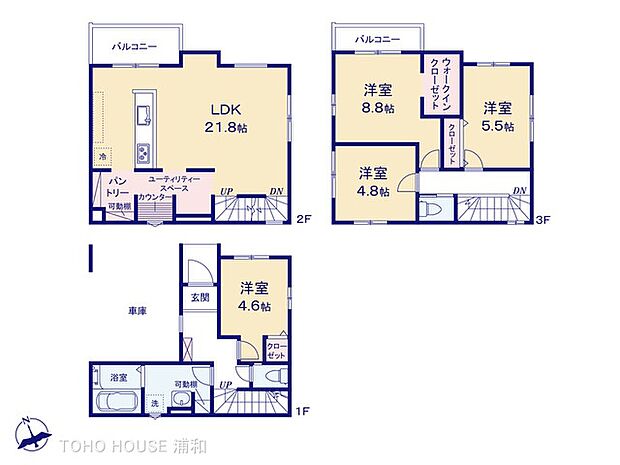 4LDK　土地面積66.46m2　建物面積121.3m2