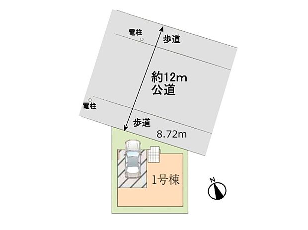 道路幅員12メートルありますので解放感があります。