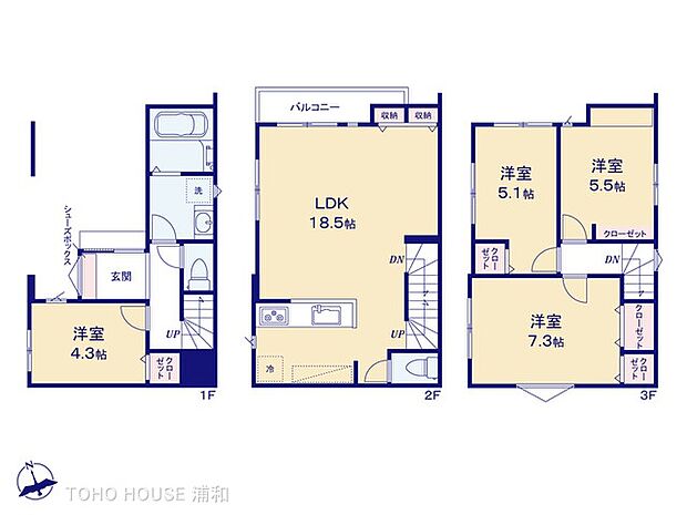 1号棟 4LDK 土地面積59.56m2 建物面積109.68m2