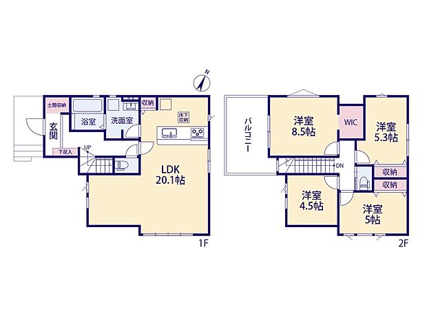 【間取り図】4LDK LDK15.6+4.5帖