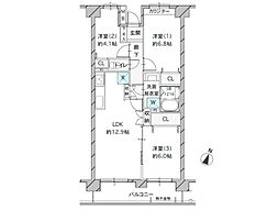 浦和常盤パークホームズ 3LDKの間取図画像