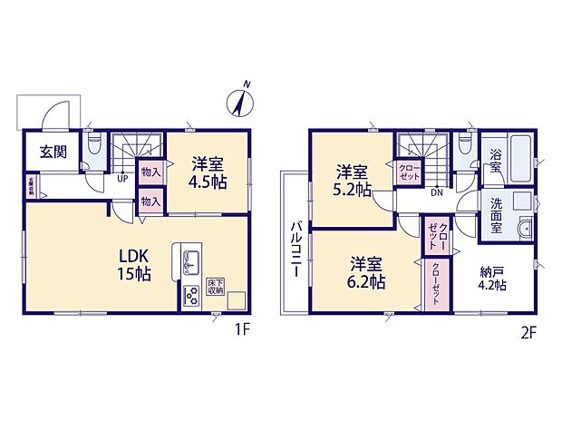 ■敷地面積75.98m2/■延床面積88.83m2(車庫面積12.15m2)