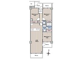 コスモ浦和常盤 3LDKの間取図画像