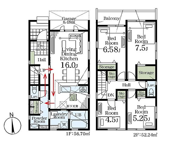 【間取り図】土地面積101.57m2 建物面積108.94m2