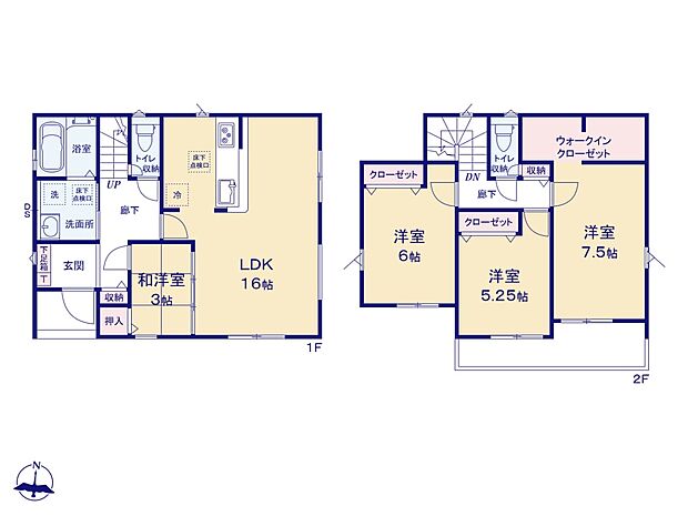 4号棟【間取図】全室南向き LDK16帖+和洋室3帖 南向きワイドバルコニー