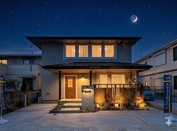 堂々たる趣ながら、主張し過ぎずどこか余裕を感じさせるシャープなフォルムで佇む邸宅は、晴天の空と照らし合わせる事で、本来あるべき完成形の姿を見せてくれます。
