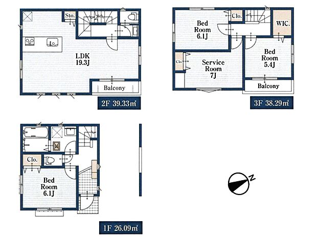 【間取り図面】土地面積65.00ｍ2（19.66坪）建物面積118.61ｍ2（35.88坪）