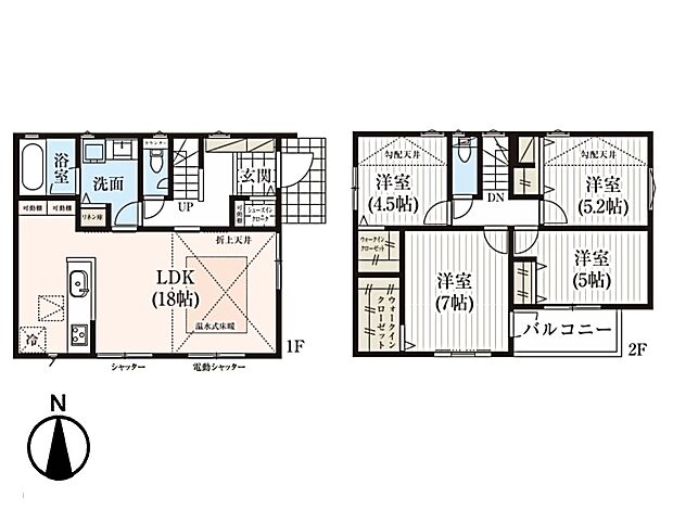 1号棟【間取り図】4LDK 建物面積98.74m2 土地面積105.71m2