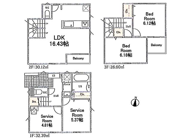 【間取り図】土地面積66.93m2　建物面積89.11m2