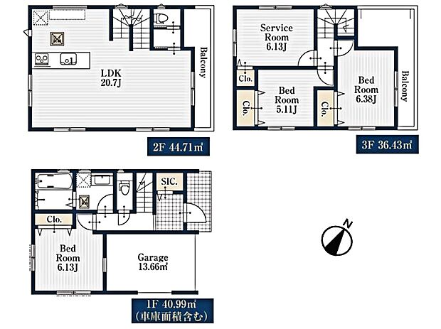 【間取り図面】土地面積69.00m2(20.88坪)建物面積122.13(36.95坪)