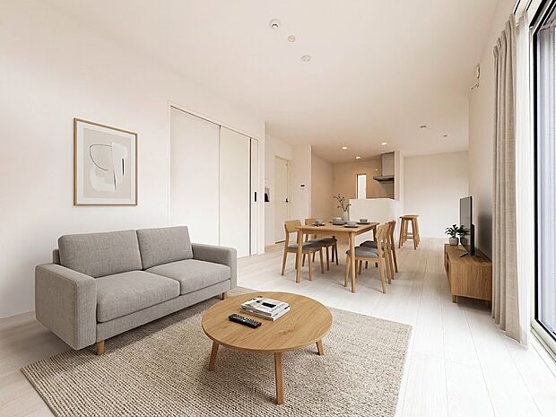 【LDK19帖】シンプルなデザインの家は風情がある。住む人のこだわりを感じる。*CGにより家具を配置しております。家具等は付帯しません。