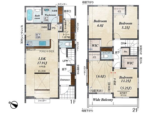 【間取り図】土地面積140.43m2　建物面積104.73m2