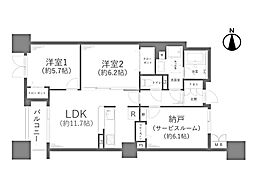 ラムザタワーA棟 2SLDKの間取図画像