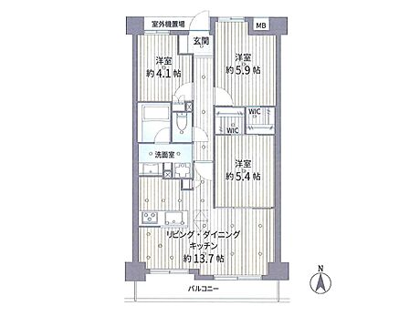 3LDK 間取り