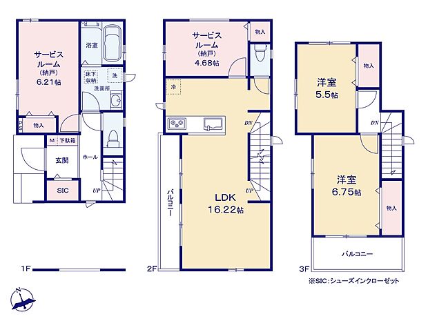 E号棟【間取り図】LDK16.22帖