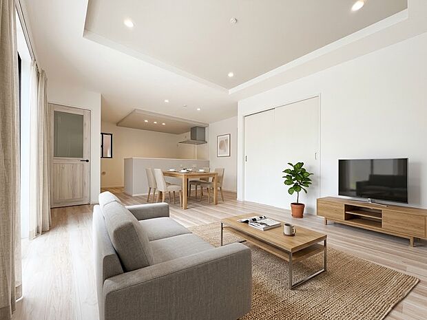【LDK18帖】シンプルなデザインの家は風情がある。住む人のこだわりを感じる。外観も内装もいたってシンプル。＊CGにより家具を配置しております。家具等は付帯しません