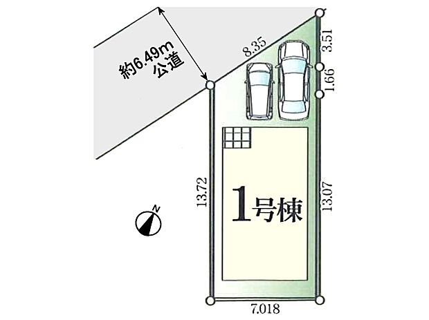 【区画図】駐車スペース2台 ゆったりと停めることができます