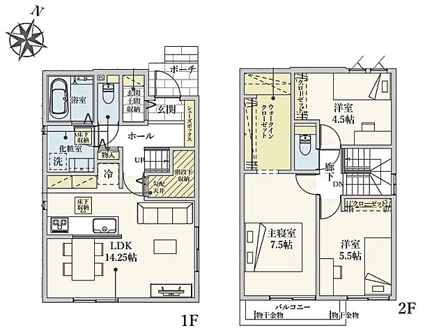 17号棟【間取り図】2面の開口で採光に配慮した心地よいLDK。庭をながめることができる対面キッチンで、家族とのコミュニケーションもはずみます。