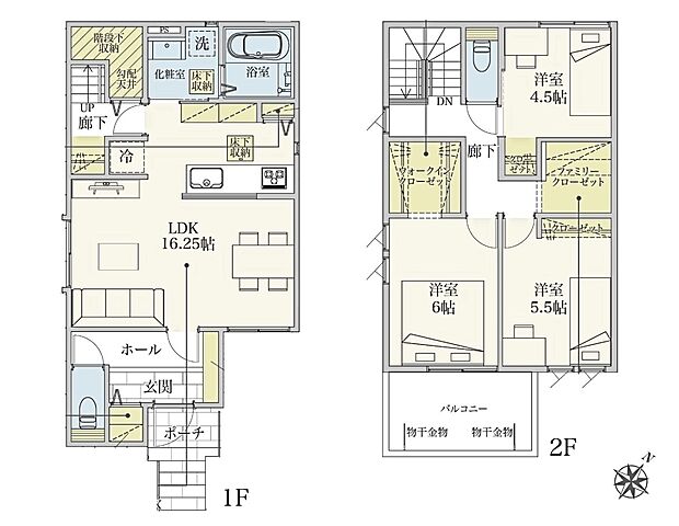 13号棟【間取り図】南・西側に2つの開口を設け、採光に配慮したLDK。