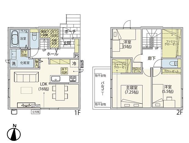 16号棟【間取り図】家族が自然と集まる、やさしい光に包まれたリビング。