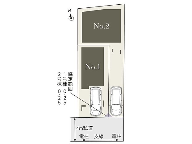 隣接する境界部分にお互いにスペースを空ける協定を設けています 。これにより、建物同士の圧迫感を防ぎ、お車の出し入れや切り返しをスムーズに行える実用的なメリットを生み出しています