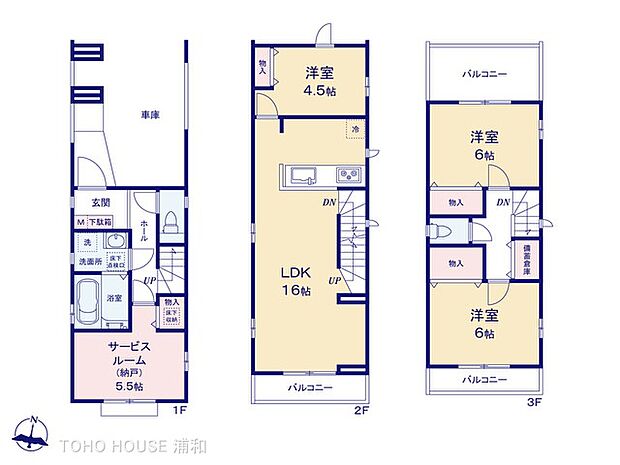 A号棟 3SLDK 土地面積62.65m2 建物面積109.71m2