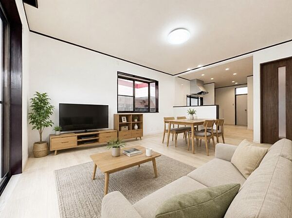 【LDK21.25帖】シンプルなデザインの家は風情がある。住む人のこだわりを感じる。外観も内装もいたってシンプル。＊CGにより家具を配置しております。家具等は付帯しません。