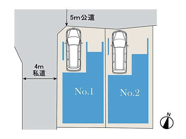 【区画図】北西角　ビルトイン車庫付き