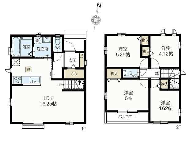 【間取-1-C号棟-】家事動線の良さとリビング横長が好みのお客様にはピッタリの間取です。