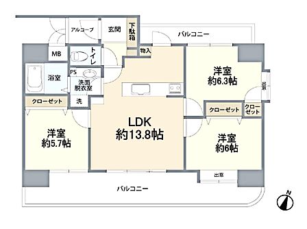 3LDK 間取り