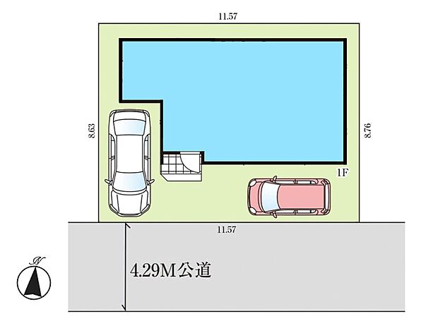 【区画図】桜区栄和で南側接道 なんと駐車スペース2台分。大型電気店やコンビニ、ディスカウントスーパーが近くて、良い。