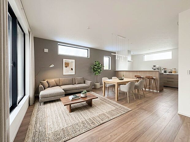 シンプルなデザインの家は風情がある。住む人のこだわりを感じる。外観も内装もいたってシンプル。居心地がよく、家事や趣味、子育てなどにも集中できる。