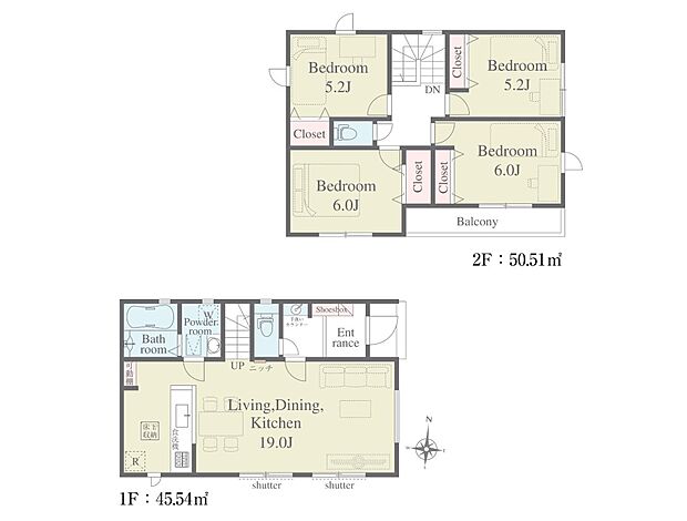 2号棟 4LDK 土地面積110.57m2 建物面積96.05m2