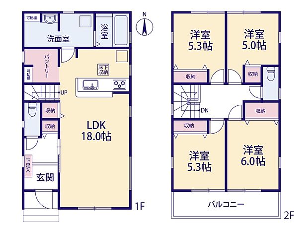【間取り図】土地面積117.35m2　建物面積100.44m2