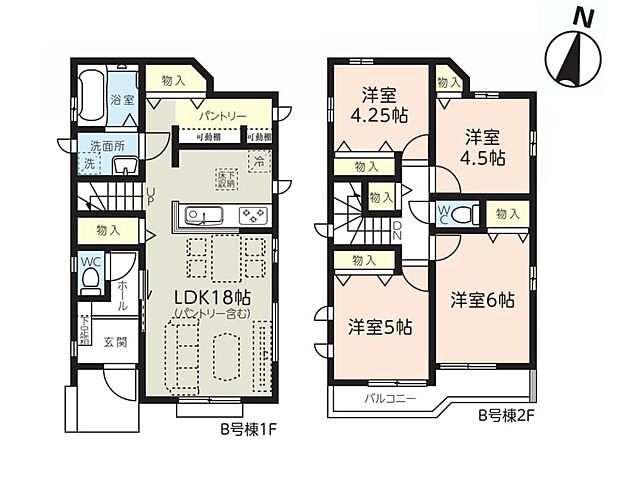 B号棟 土地面積106.1m2 建物面積90.45m2
