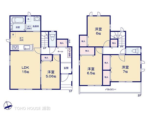 B号棟 4LDK 土地面積108.1m2 建物面積97.7m2