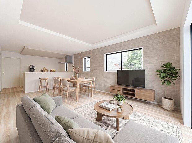 【リビングダイニング】シンプルなデザインの家は風情がある。住む人のこだわりを感じる。外観も内装もいたってシンプル。居心地がよく、家事や趣味、子育てなどにも集中できる。家も人間も熟成するほどシ…
