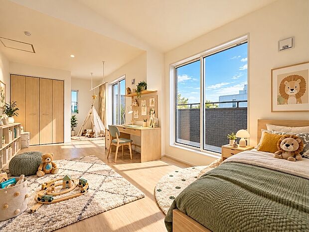 【子供部屋】お子様のお部屋にぴったりなクロークを備えたフローリング仕様の洋室です。