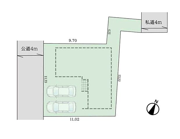 【区画図】南西向きで、東側には遮るものがないため、太陽の恩恵をたっぷりと受けられます。