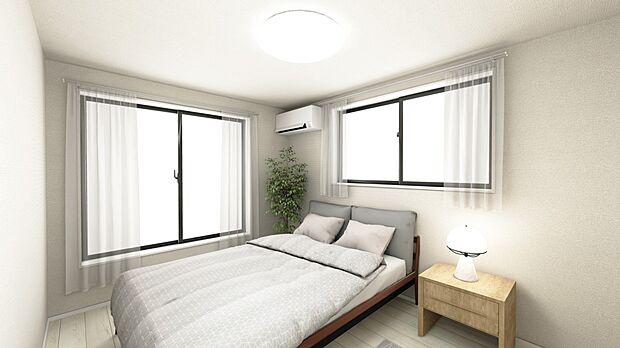 【完成予想図(内観)】陽当り良好、全居室6帖以上、ゆとりのある暮らしを実現できる間取プランです。