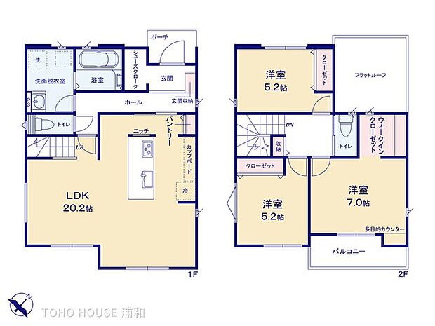 【間取り図】1号棟 敷地面積135.45m2 建物面積97.71m2