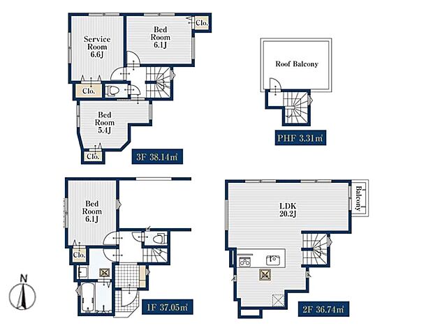 3SLDK 土地面積64.2m2 建物面積111.93m2