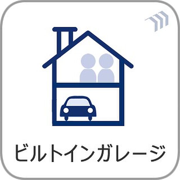 【ビルトインガレージ】大切なお車を雨ざらしにすることなく、駐車することができます。
