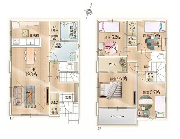 【間取り図】4LDK 建物面積105.75m2