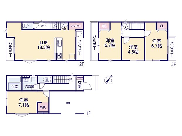3LDK+S 土地面積70.61m2 建物面積117.57m2