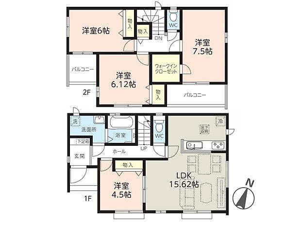 【間取図】1階に水回り集中で家事楽々
