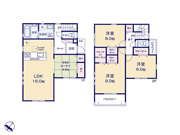【間取図】1号棟 和室もある4LDK